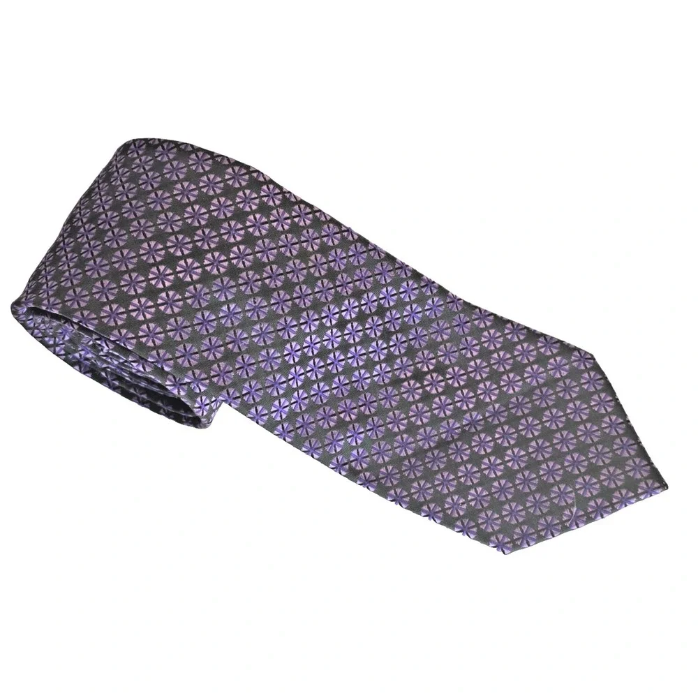 Coogi Violet Black Geometric Tie Polyester Bold Designer Dress 61.2 x 3.1 Art - Picture 2 of 6